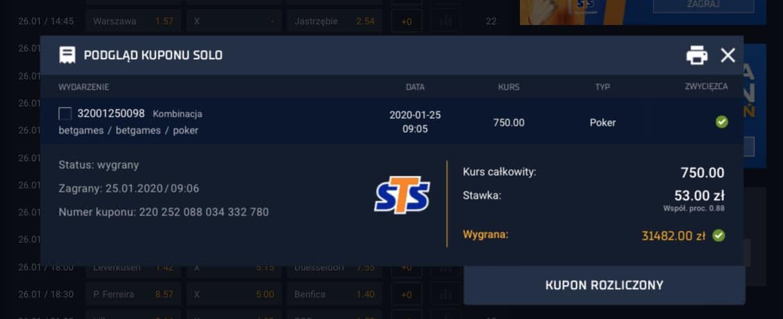STS Betgames bonus bez depozytu. Na start aż 1249 PLN na legalne karty (poker, wojna, bakarat)!