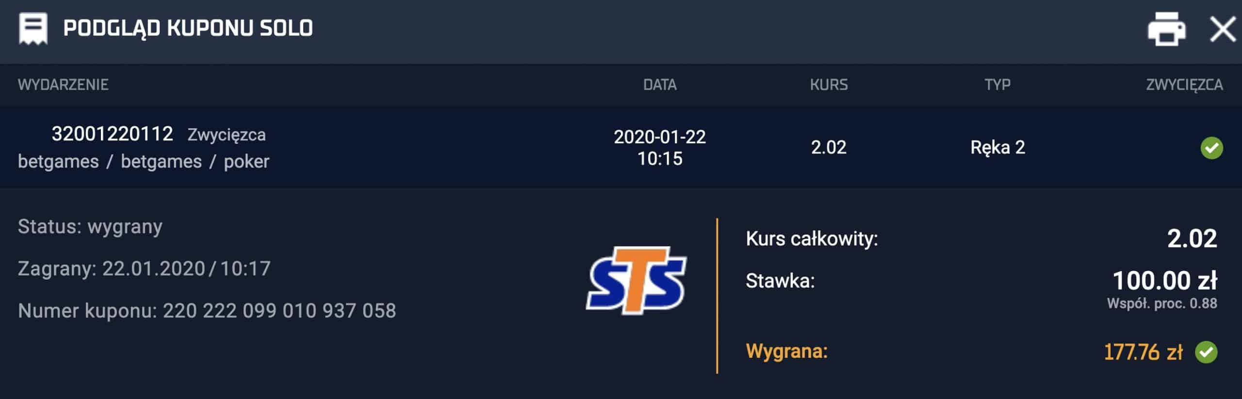 STS Betgames bonus bez depozytu. Na start aż 1249 PLN na legalne karty (poker, wojna, bakarat)!