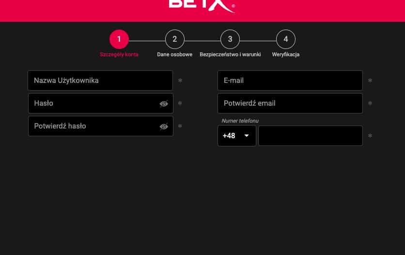 BetX rejestracja online